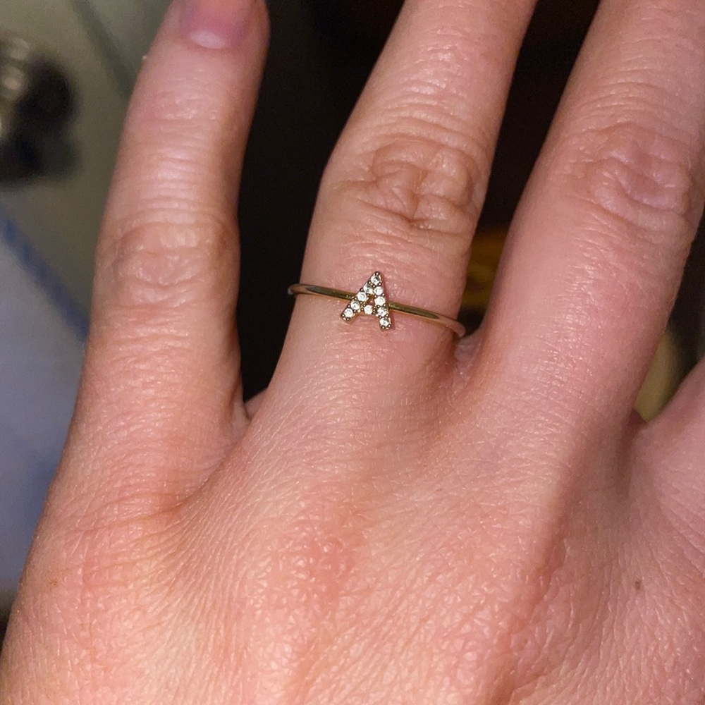 “A” Initial Dainty Ring